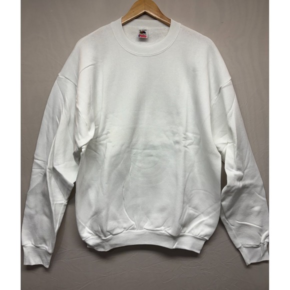 Fruit of the Loom Other - Vintage Fruit Of The Loom Sweatshirt Mens White Fleece Pullover USA Made XL NWOT